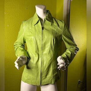Colebrook Vibrant Green Leather Zip-up Jacket